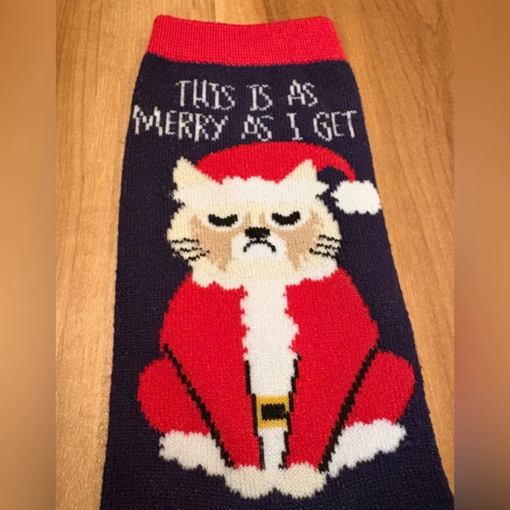 NWOT, Grumpy Cat Christmas Socks, ‘This is as Merry as I Get’, Women’s Size 4-10
